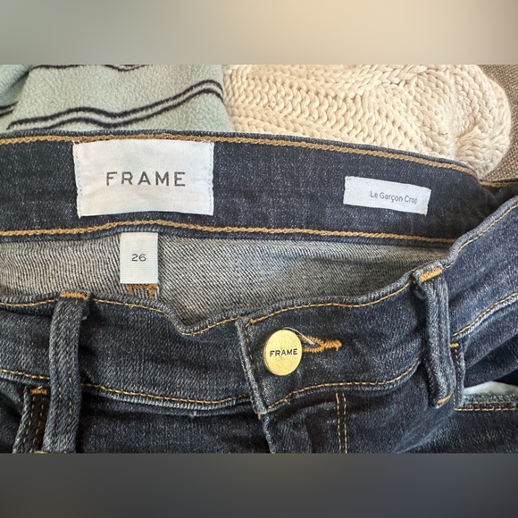 Frame Le Garcon Crop ‘covant’ distressed dark wash taper boyfriend jean - 26 - Picture 12 of 16
